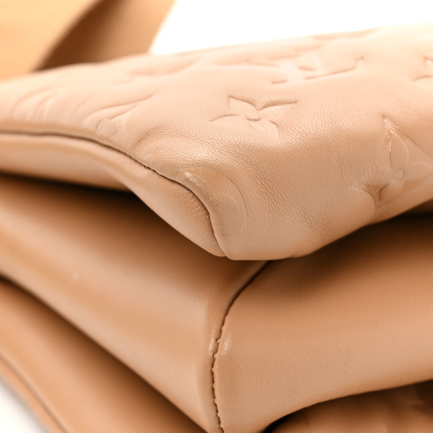 Lambskin Embossed Monogram Coussin PM Camel