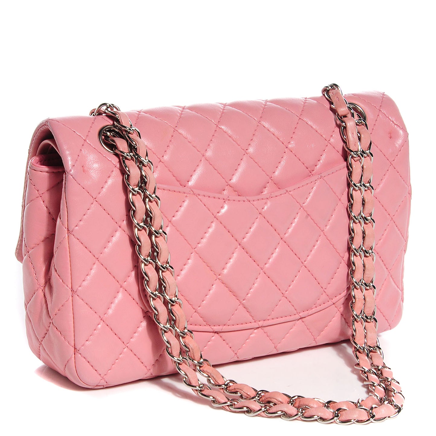Lambskin Quilted Medium Double Flap Light Pink