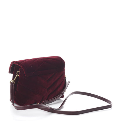 Saint Laurent Velvet Y Quilted Monogram Toy Loulou Crossbody Bag French Burgundy 3 of 9