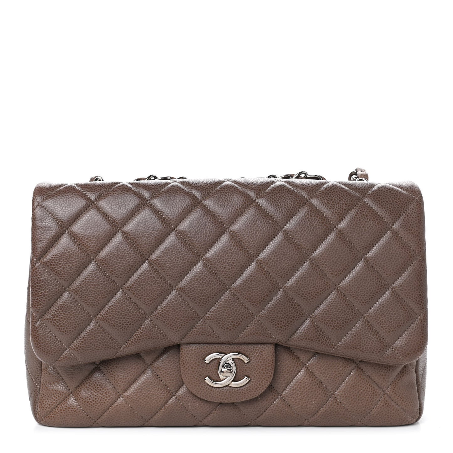 Caviar Quilted Jumbo Single Flap Brown