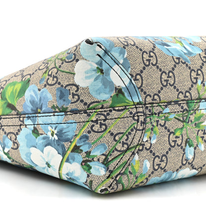 Gucci GG Supreme Monogram Blooms Small Reversible Tote Beige Blue Navy 14 of 18