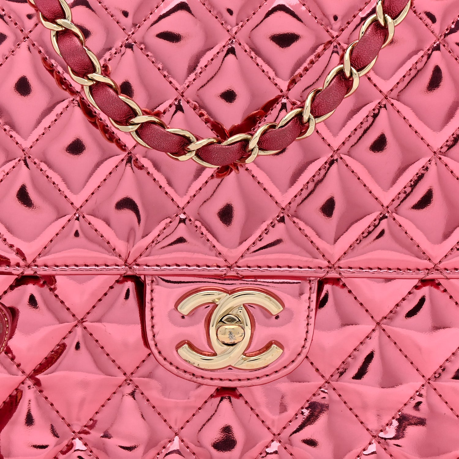 Chanel Mirror Calfskin Metallic Calfskin Quilted Hollywood