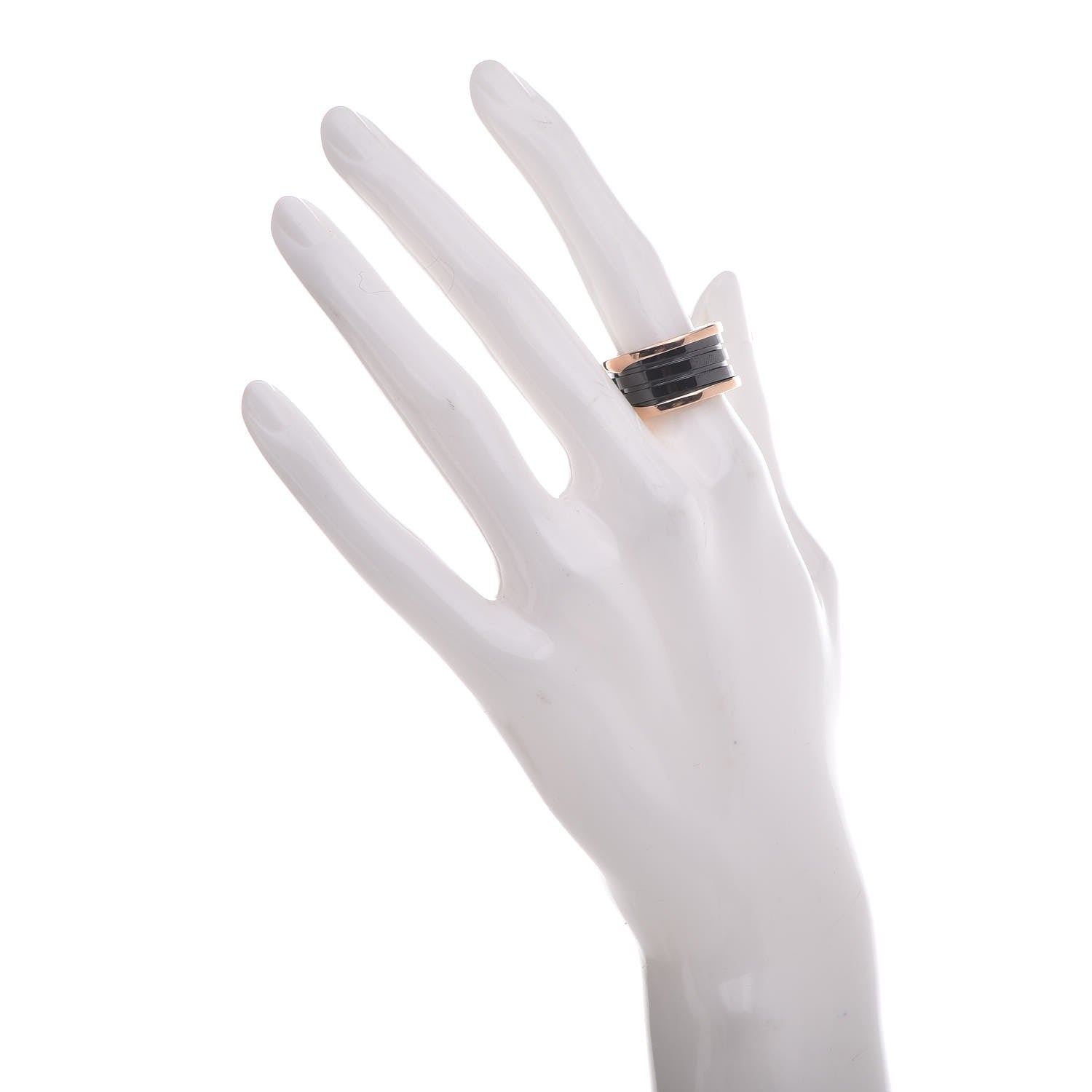 Bulgari 18K Rose Gold Black Ceramic B.Zero1 Four-Band Ring 55 7.25 2 of 5