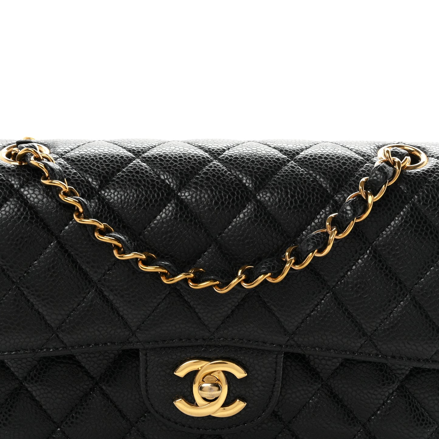 Caviar Quilted Small Double Flap Black