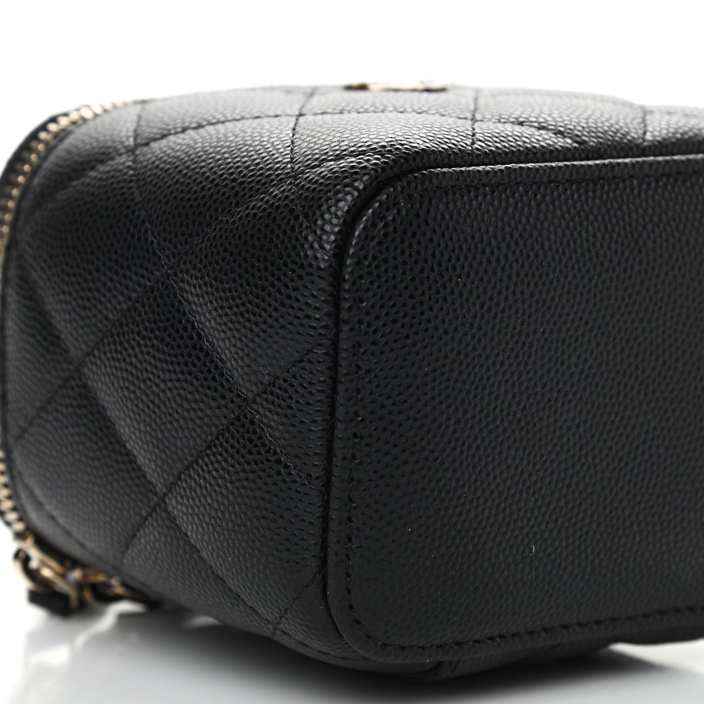 Caviar Quilted Mini Vanity Case With Chain Black