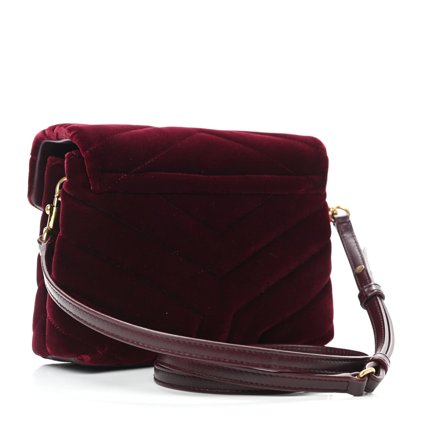 Velvet Y Quilted Monogram Toy Loulou Crossbody Bag French Burgundy