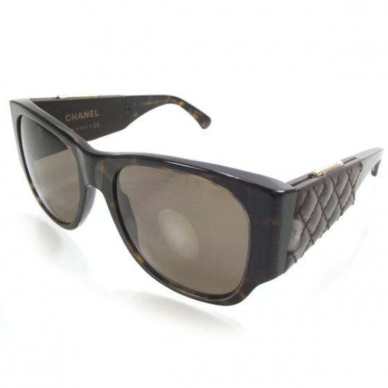 Chanel Tortoise Leather Quilted CC Sunglasses 5202-Q 1 of 9