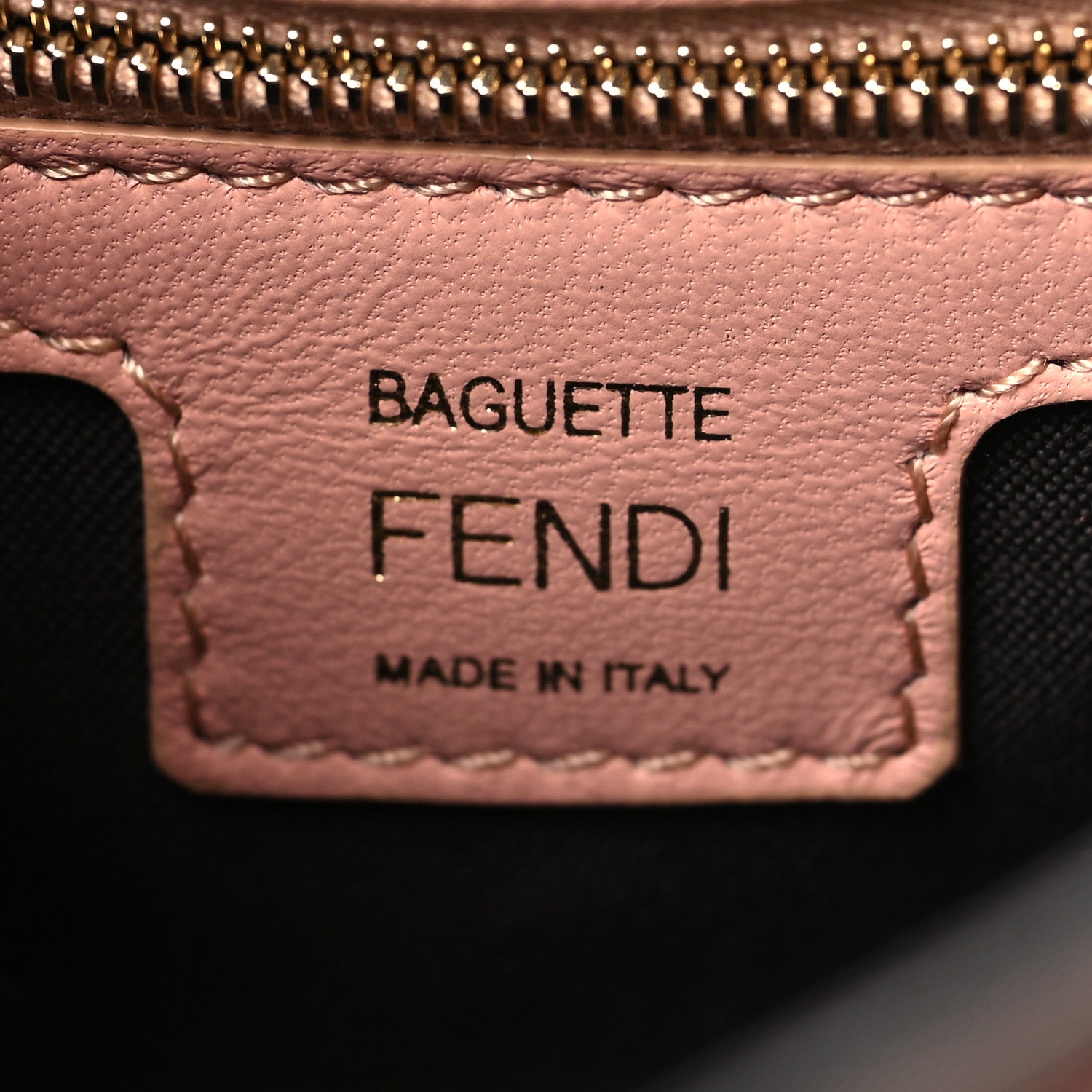 Fendi Nappa FF 1974 Embossed Baguette Rosa Bourbon 6 of 11