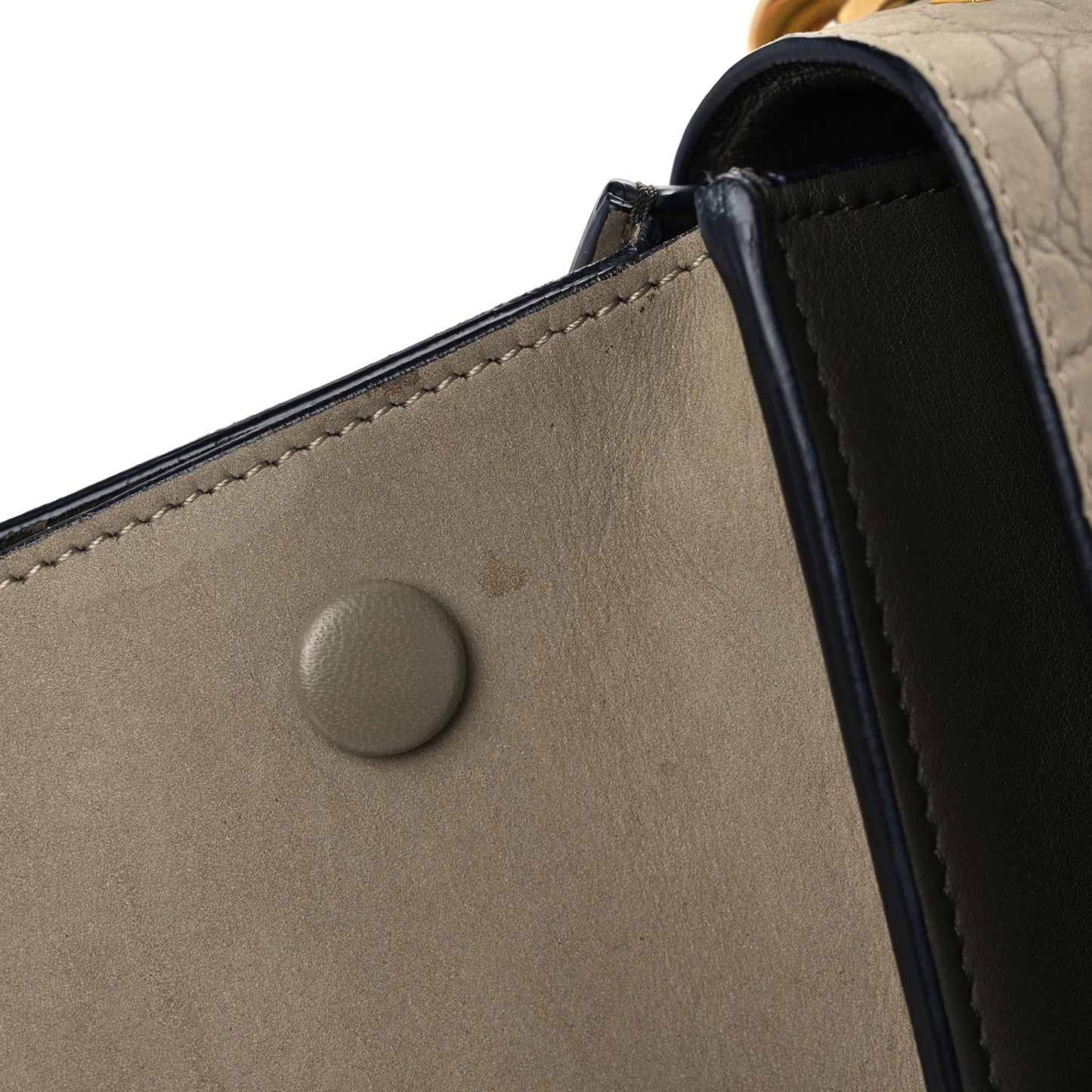 Crocodile Embossed Calfskin Suede Medium Trapeze Taupe