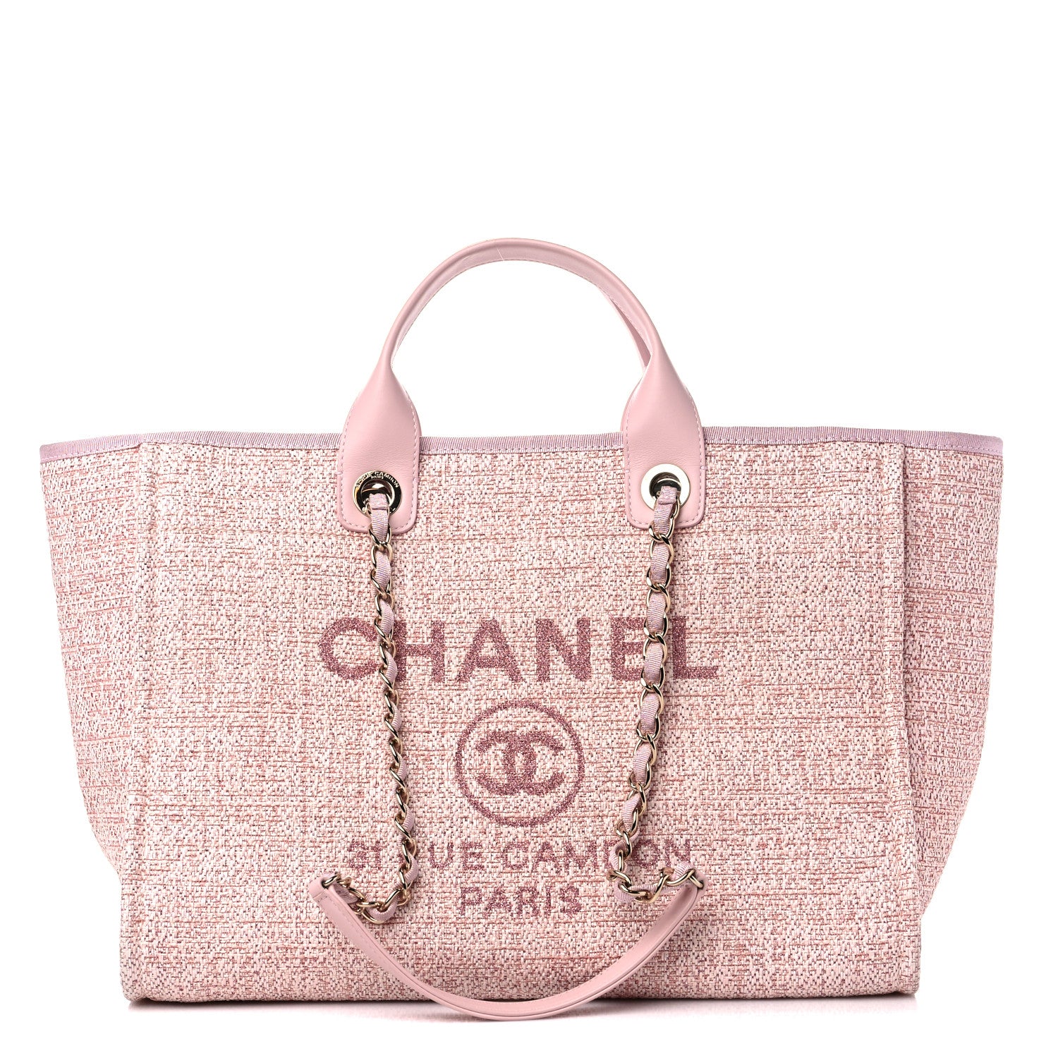 Chanel Lurex Boucle Deauville Medium Tote Pink 1 of 11