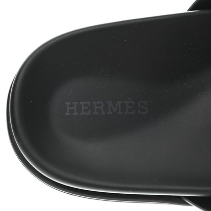 Hermes Calfskin Womens Chypre Sandals 37 Black 6 of 9