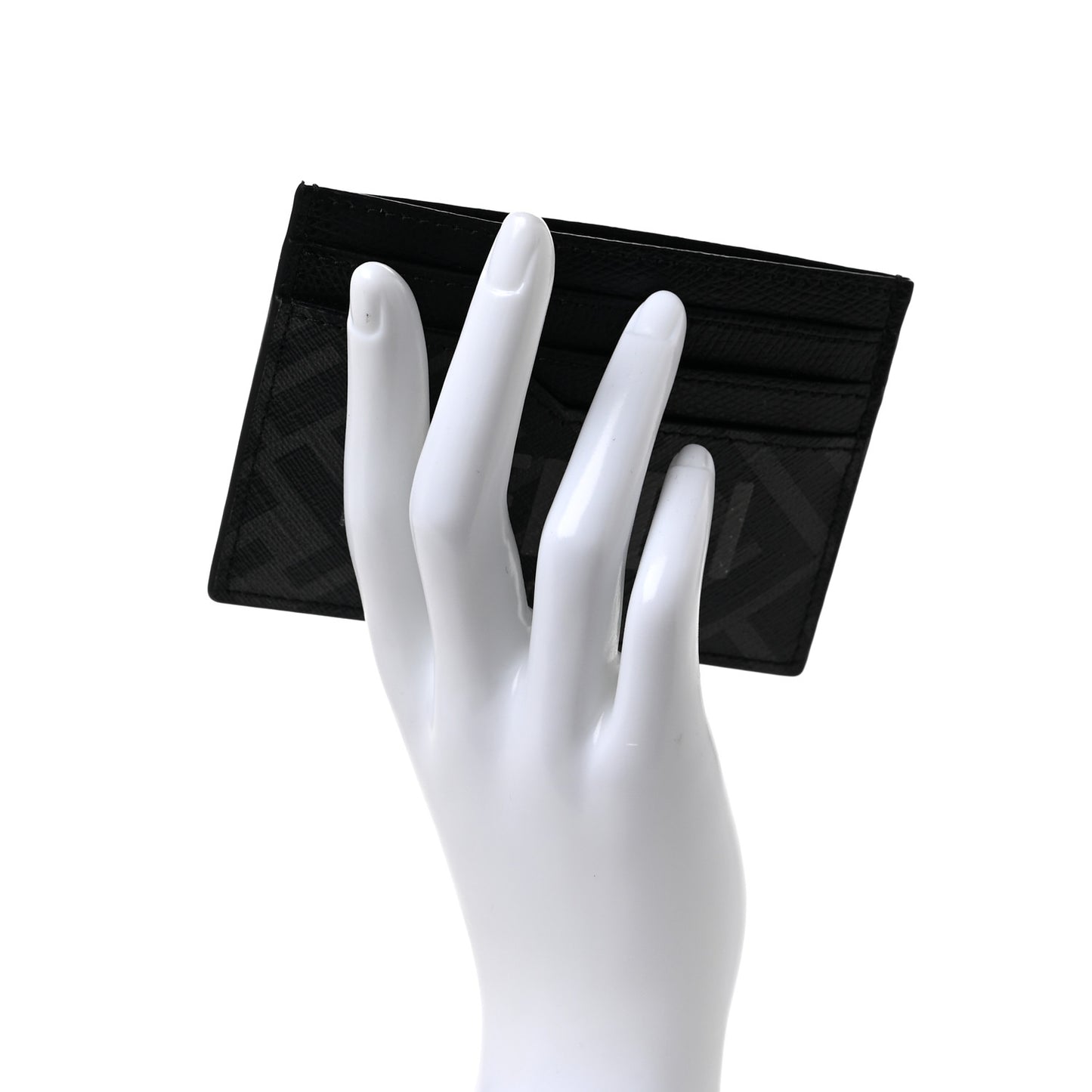 Glazed Fabric Vitello Cruise FF 1974 Logo Card Holder Black