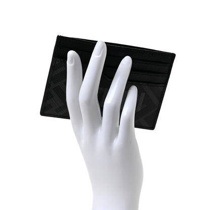 Fendi Glazed Fabric Vitello Cruise FF 1974 Logo Card Holder Black 2 of 6