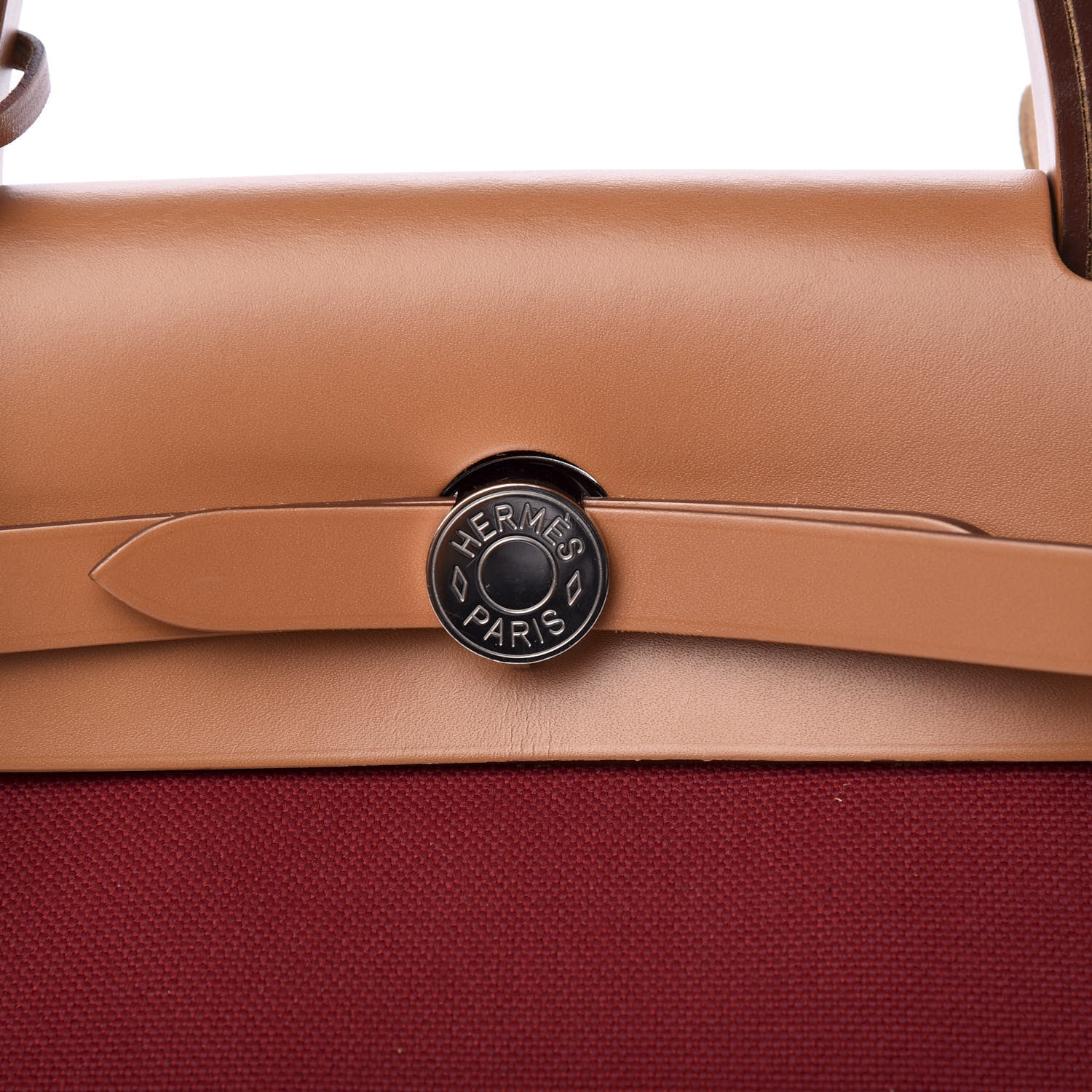 Hermes Vache Hunter Toile Herbag Zip 31 PM Rouge Grenat Natural 9 of 11