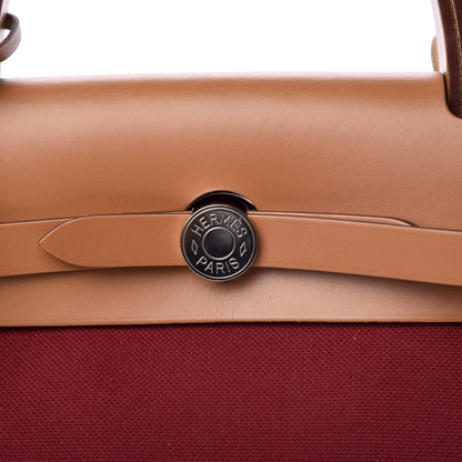 Hermes Vache Hunter Toile Herbag Zip 31 PM Rouge Grenat Natural 9 of 11