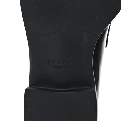 Prada Spazzolato Metal Triangle Logo 50mm Loafers 38 Black 6 of 8