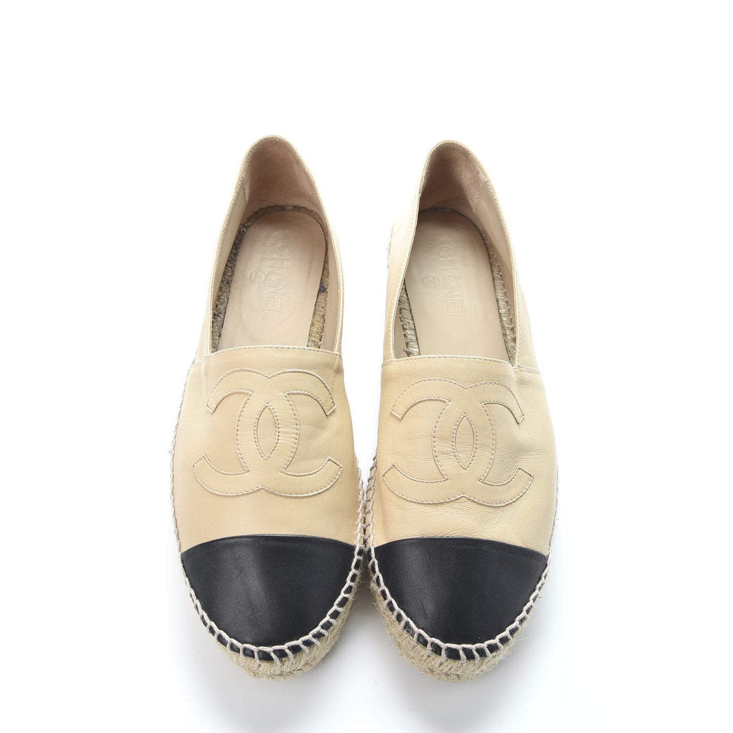 Lambskin CC Espadrilles 41 Beige Black