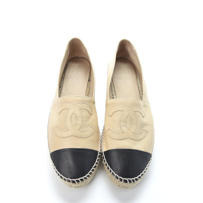 Chanel Lambskin CC Espadrilles 41 Beige Black 6 of 12