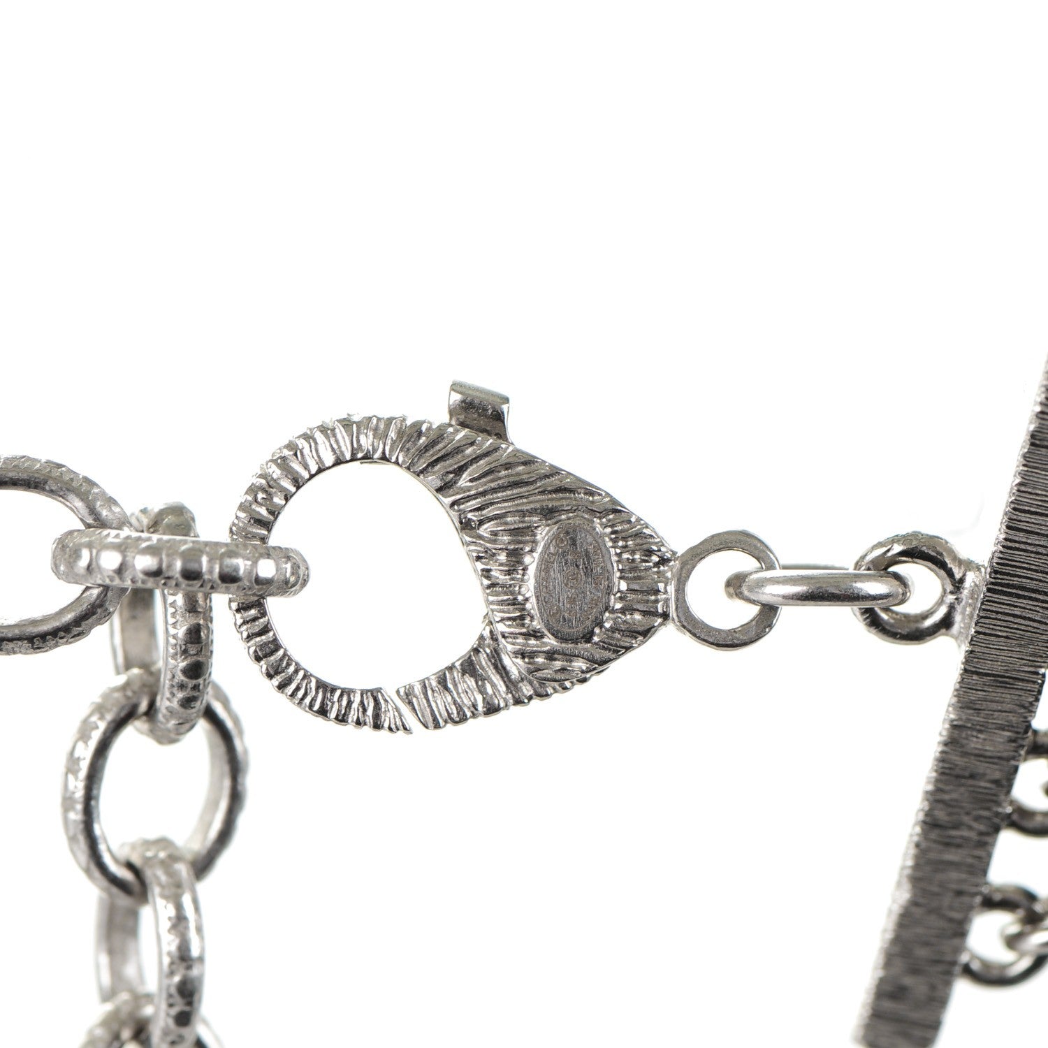 Chanel Bead Crystal Multi Strand CC Medallion Necklace Black Silver 5 of 5