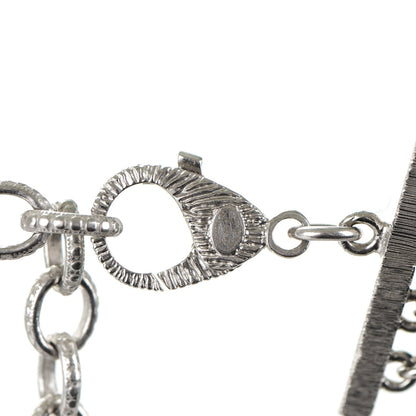 Chanel Bead Crystal Multi Strand CC Medallion Necklace Black Silver 5 of 5