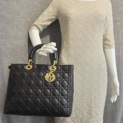 Christian Dior Leather Cannage Large Lady Dior Black 3 of 10