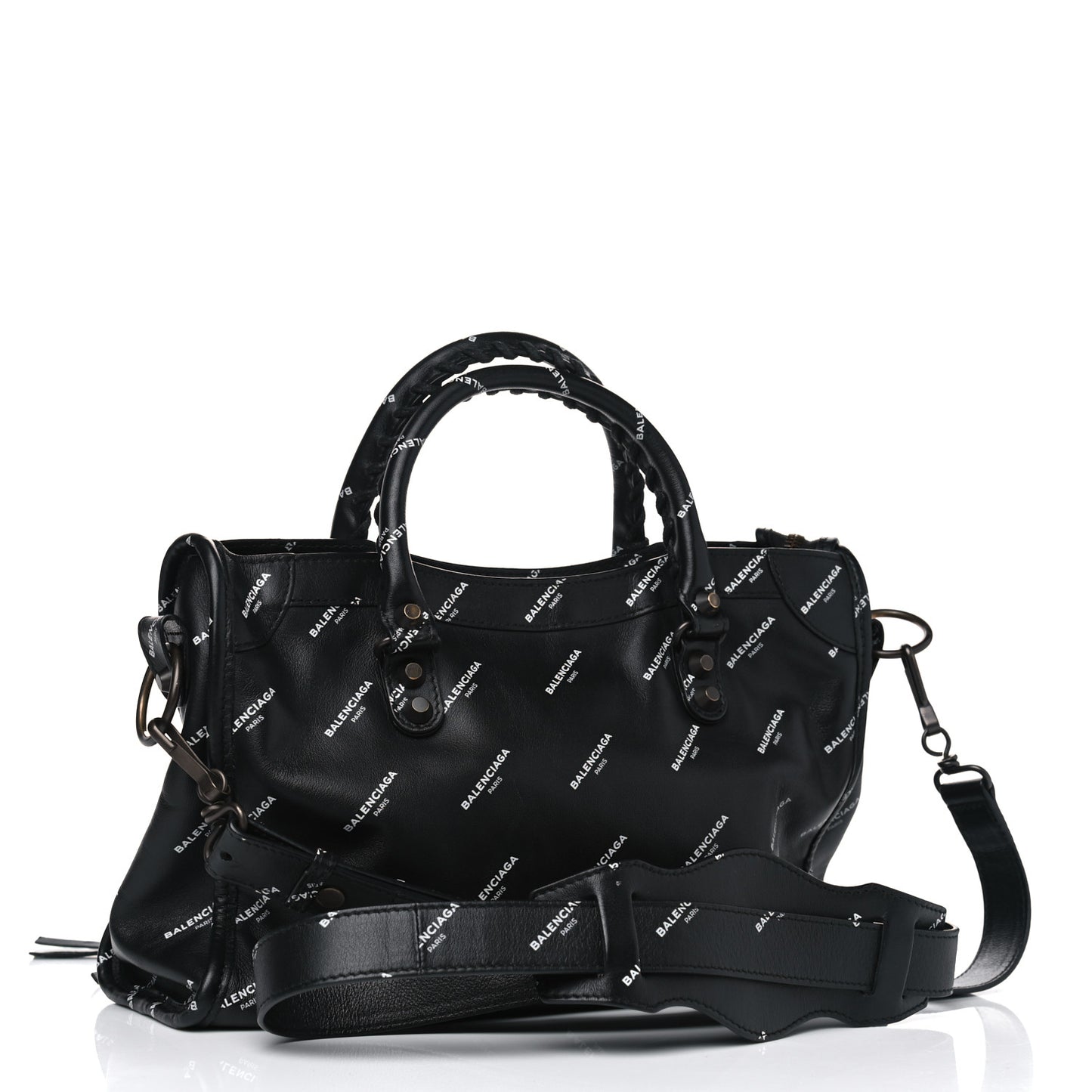 Veau Allover Logo Classic Hardware S City Black White