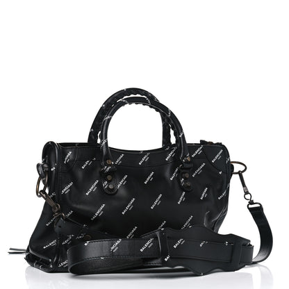 Balenciaga Veau Allover Logo Classic Hardware S City Black White 2 of 4