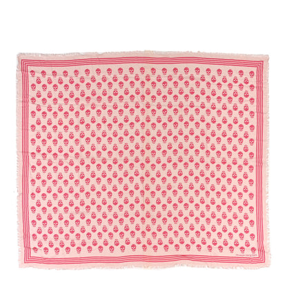 Alexander McQueen Silk Skull Scarf Off White Raspberry Pink 1 of 3