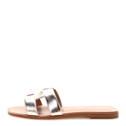 Hermes Metallic Calfskin Oran Sandals 39 Rose Dore 1 of 10