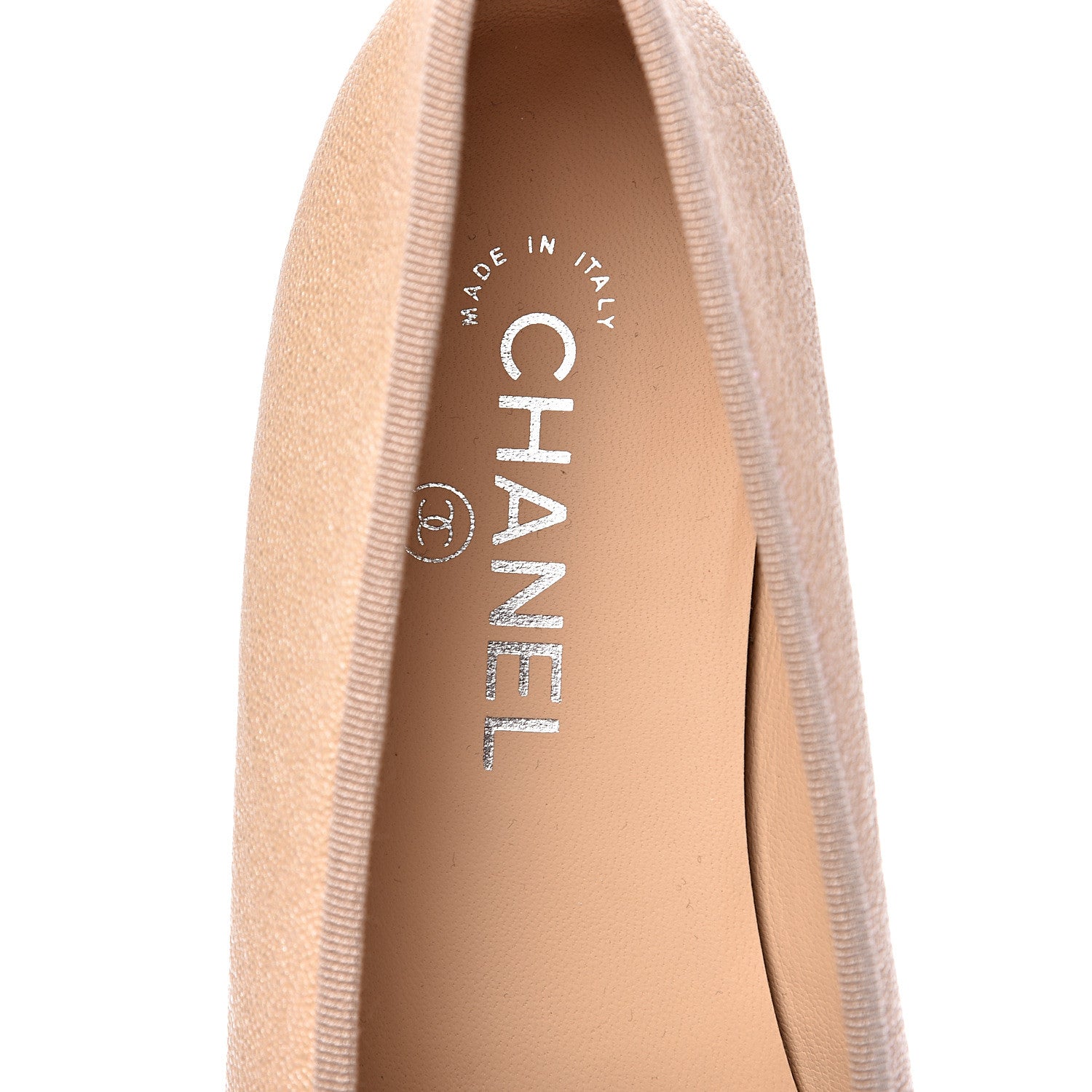 Chanel Grained Calfskin Cap Toe Ballerina Flats 38.5 Beige 5 of 10