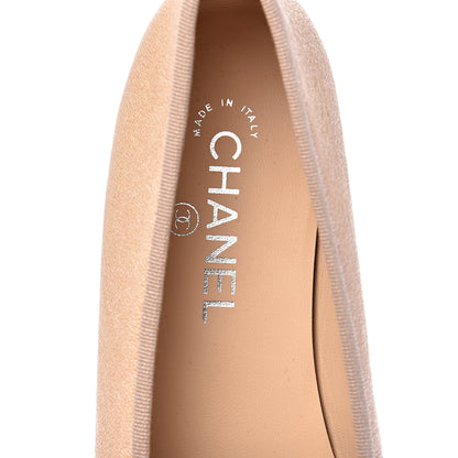 Chanel Grained Calfskin Cap Toe Ballerina Flats 38.5 Beige 5 of 10