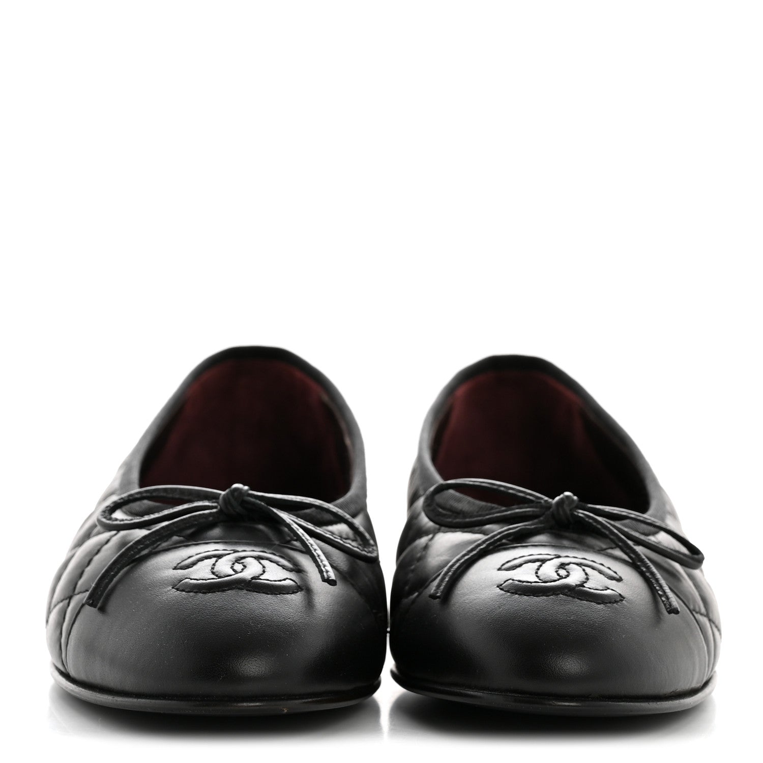 Chanel Aged Calfskin Quilted CC Cap Toe Ballerina Flats 35.5 Black 3 of 10