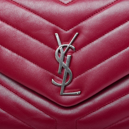 Saint Laurent Calfskin Y Quilted Monogram Medium Loulou Chain Satchel Lipstick Red 15 of 20