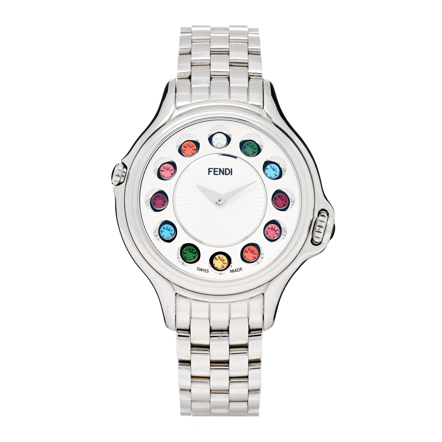 Stainless Steel Diamond Topaz 38mm Crazy Carats Rotating Gem Quartz Watch