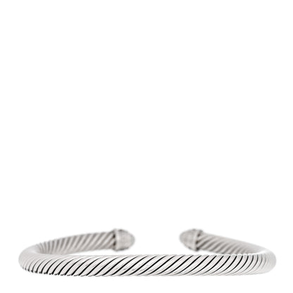David Yurman Sterling Silver Cultured Pearl Diamond 5mm Cable Classics Bracelet 2 of 3