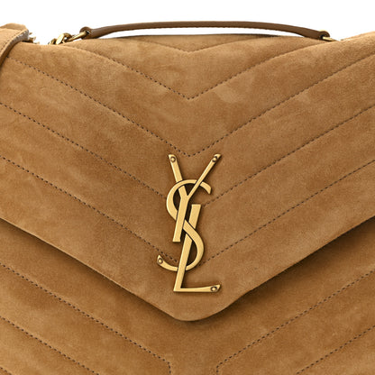 Saint Laurent Suede Y Quilted Monogram Medium Loulou Chain Satchel Cinnamon 15 of 19
