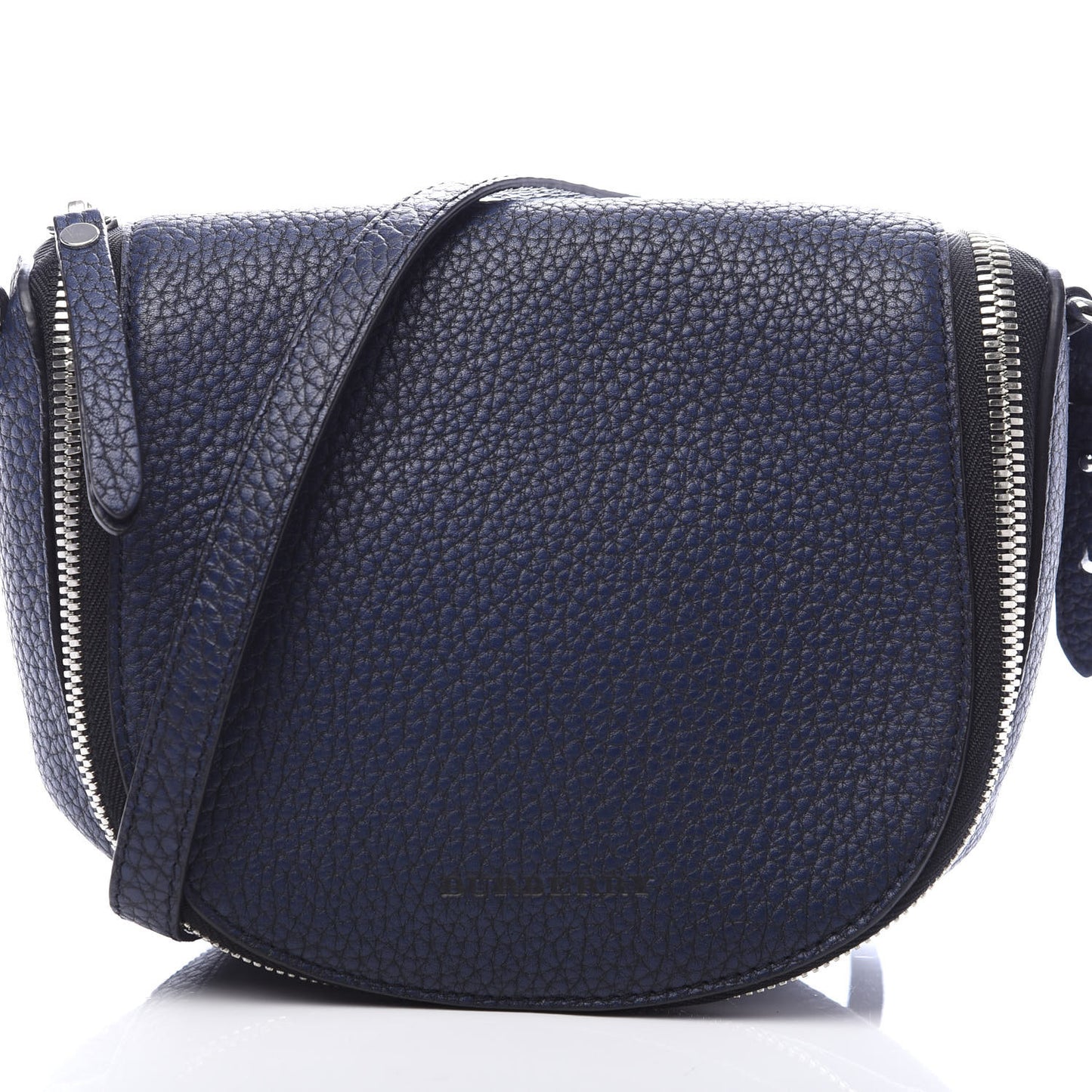 Grained Calfskin Small Zip Crossbody Bag Navy