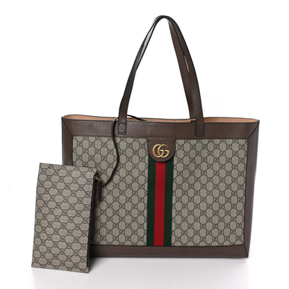 Gucci GG Supreme Monogram Web Ophidia Tote Brown 3 of 12