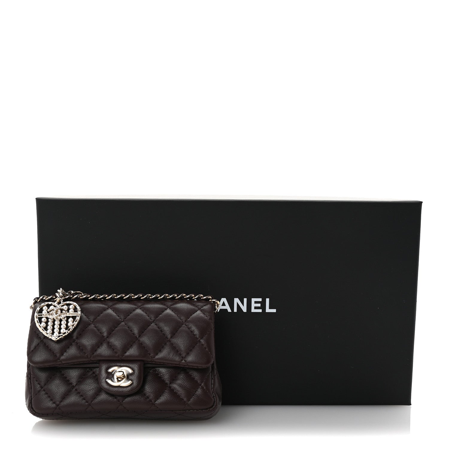 Chanel Lambskin Quilted Mini Flap Bag Charm With Hook Dark Brown 8 of 8