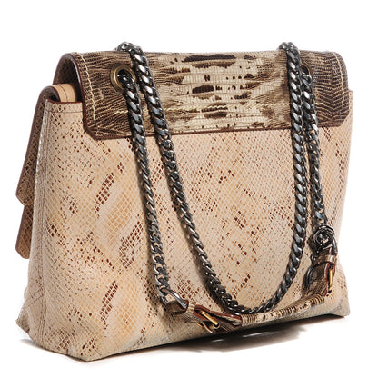 Lanvin Lizard Printed Large New Happy Shoulder Bag Pewter 3 of 8