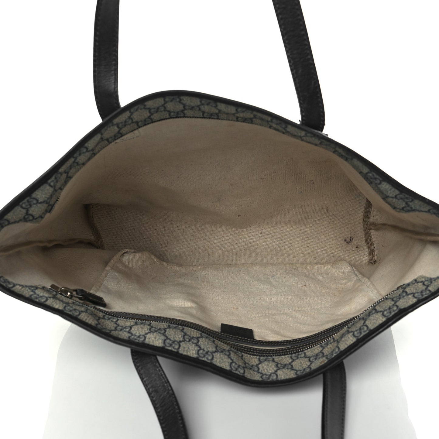 GG Supreme Monogram Medium Zippered Shopping Tote Navy