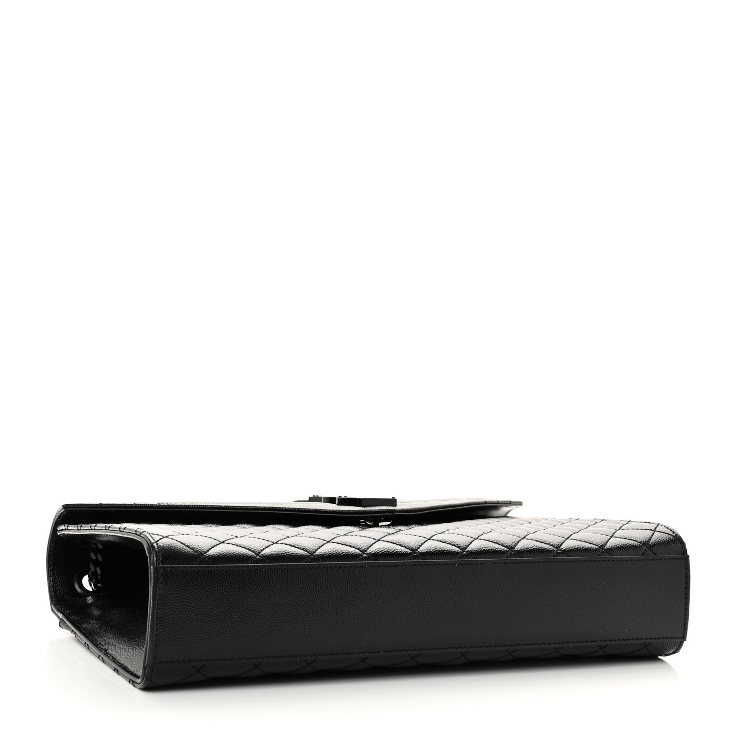 Saint Laurent Grain De Poudre Textured Mixed Matelasse Large Triquilt Monogram Monochrome Satchel Black 4 of 9