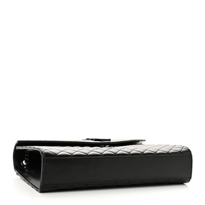 Saint Laurent Grain De Poudre Textured Mixed Matelasse Large Triquilt Monogram Monochrome Satchel Black 4 of 9