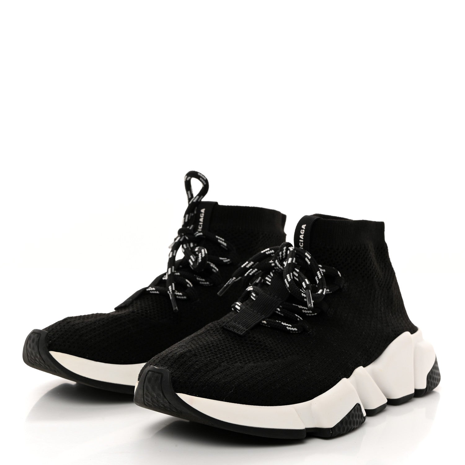 Balenciaga Knit Womens Speed Lace Up Sneakers 37 Black 3 of 7