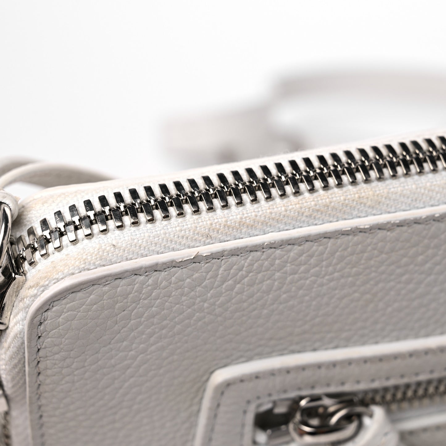 Grained Calfskin Classic Silver Hardware Reporter Crossbody White