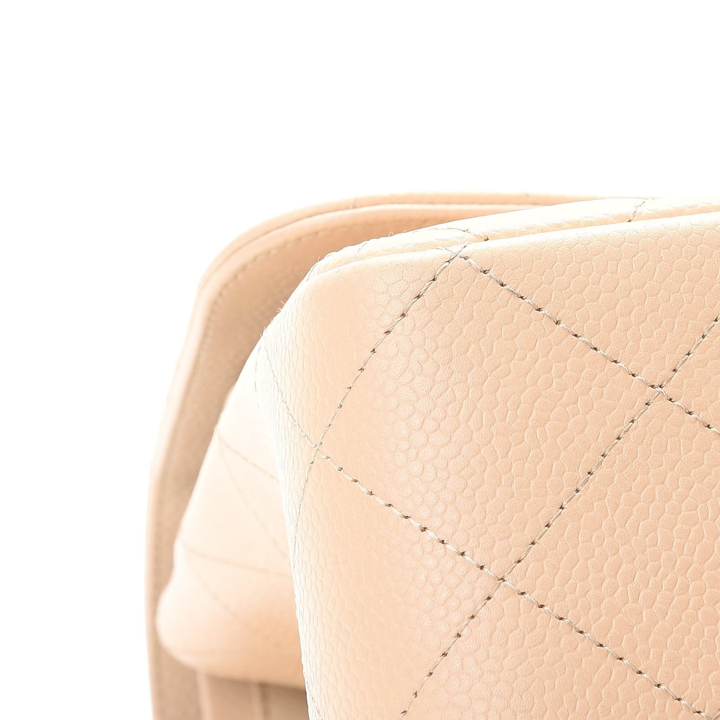 Caviar Quilted Jumbo Double Flap Beige Clair