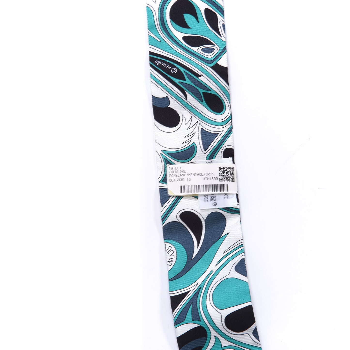 Silk Folklore Twilly White Menthol Gris