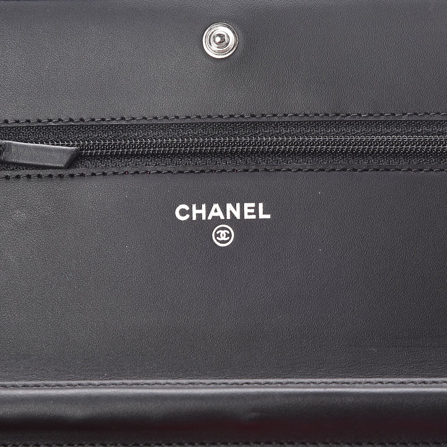 Calfskin Quilted Cambon Wallet On Chain WOC Black
