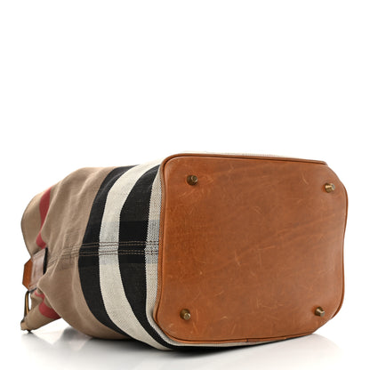 Burberry Canvas Mega Check Medium Ashby Hobo Saddle Brown 4 of 17