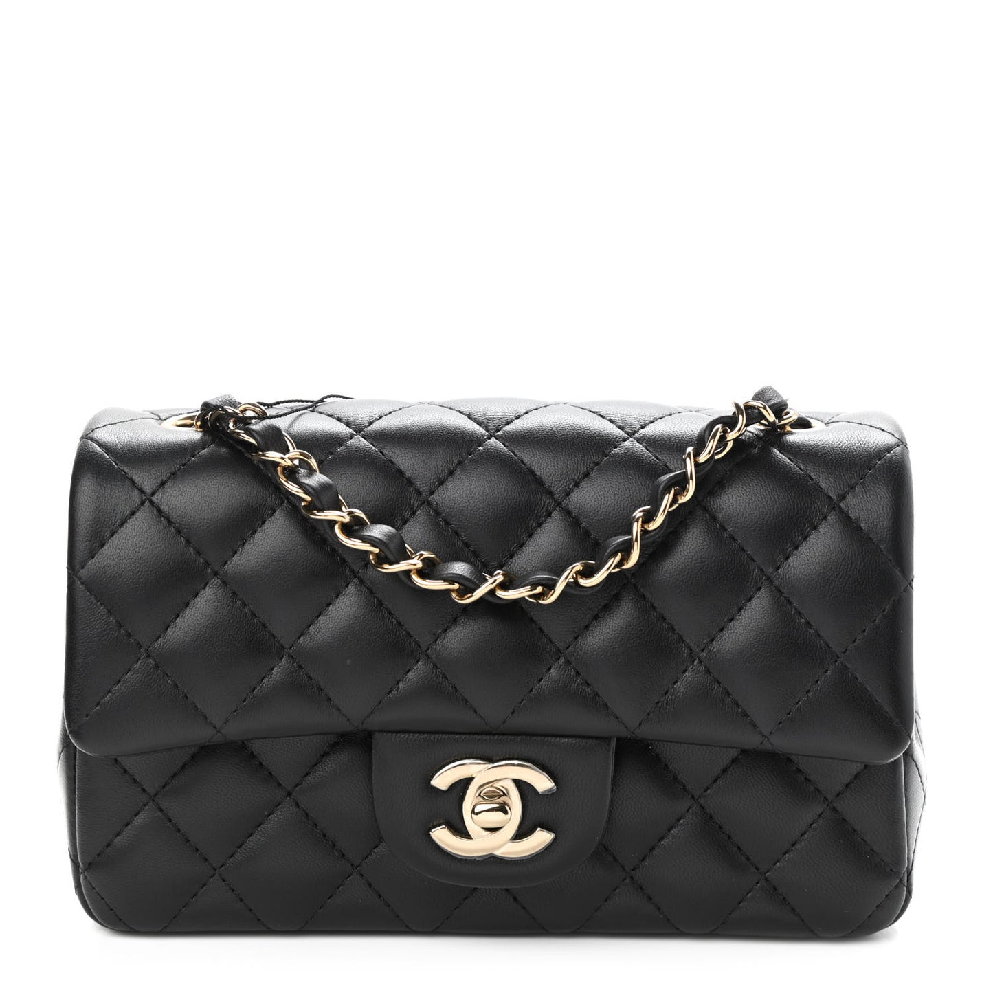 Lambskin Quilted Mini Rectangular Flap Black